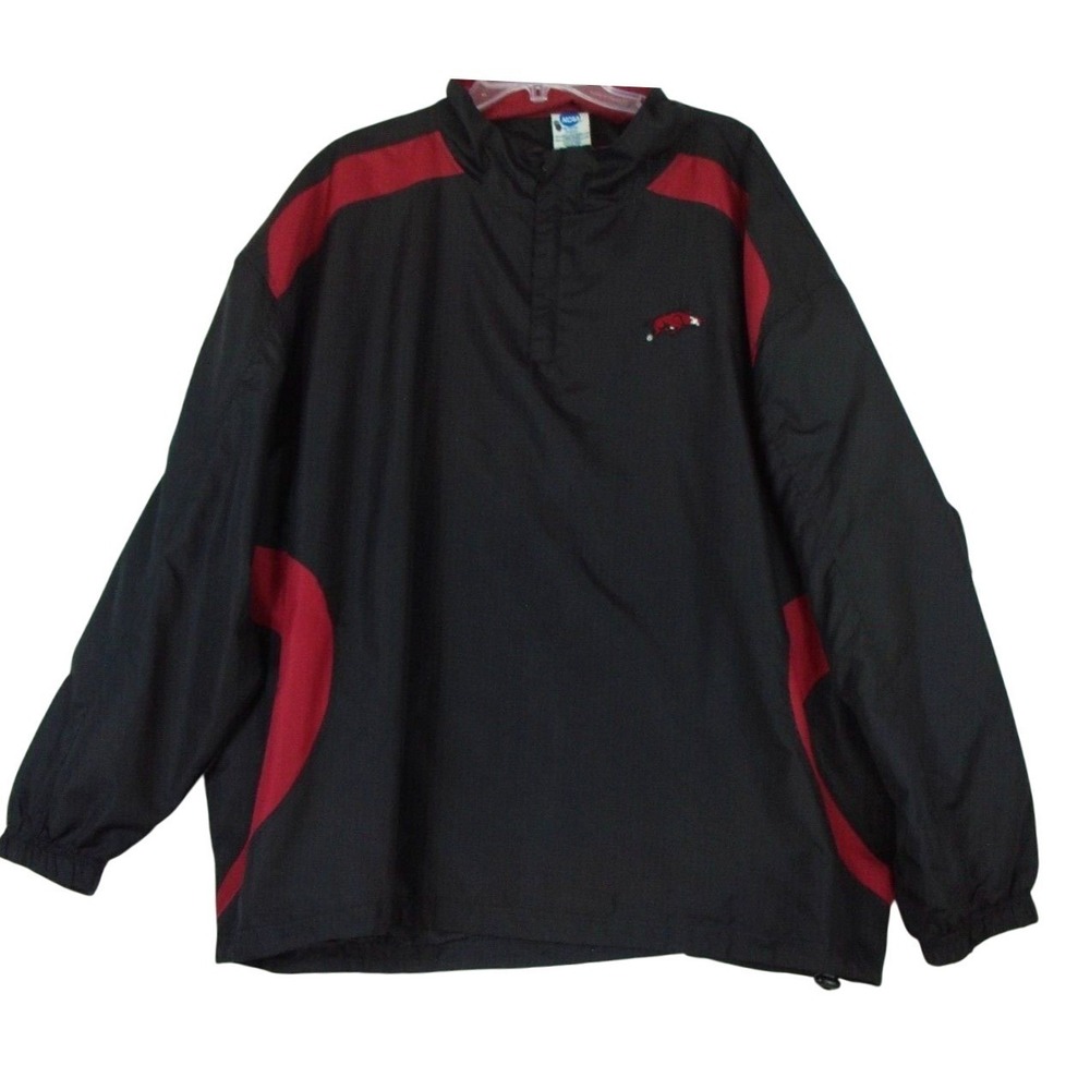 NCAA Arkansas Razorbacks Windbreaker Jacket Mens 3XL Black Red KA Inc Pullover‎